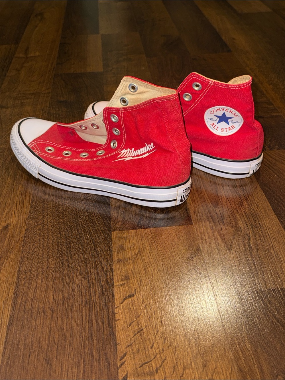 Limited Edition Milwaukee Tools High Top Red Converse (women’s 7)